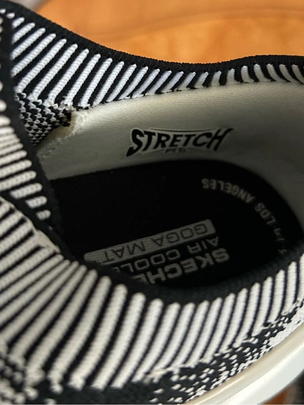 Skechers Women’s White and Black Knit Lace-Up Slip-On Sneakers